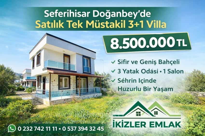 Freistehende 3+1-Villa Mit Großem Garten Zum Verkauf In Seferihisar Doğanbey