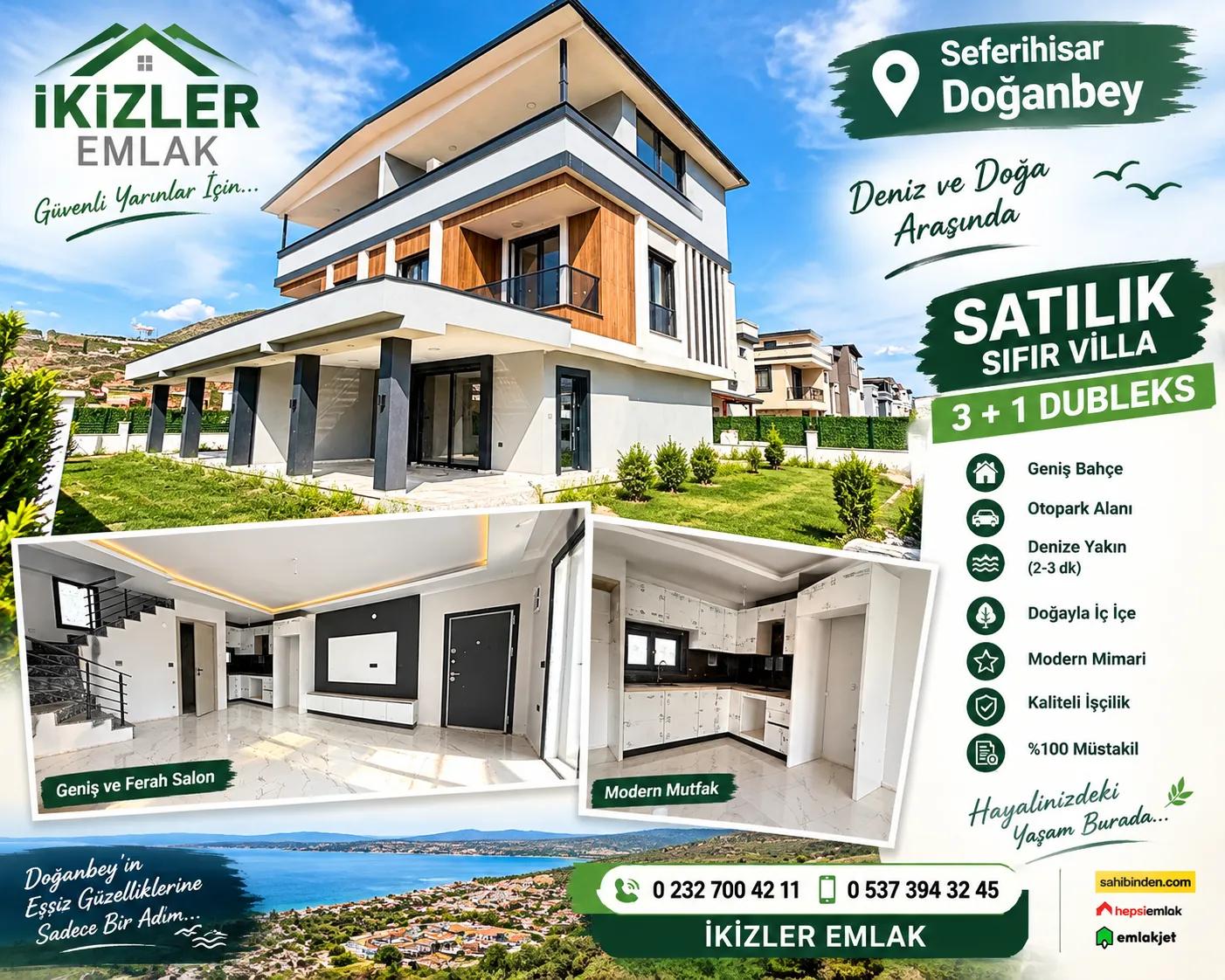 Seferihisar In Doğanbey For Sale New 3+1 Duplex Villa – Spacious Garden