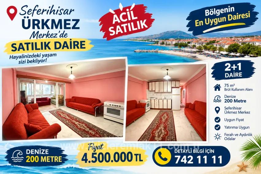 2+1 Bedroom Apartment For sale in Mersin Alanı Nbh. Seferihisar Ürkmez - 80 m²