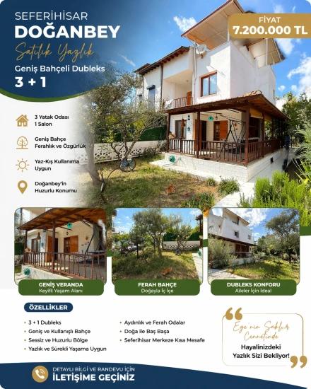 3+1 Duplex Villa With Spacious Garden In Doğanbey Center, Seferihisar