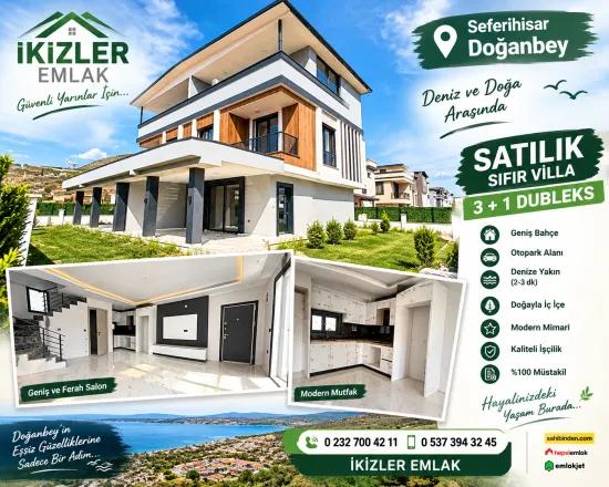 Seferihisar Doğanbey'de Satılık Sıfır 3+1 Dubleks Villa – Geniş Bahçeli